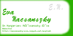 eva macsanszky business card